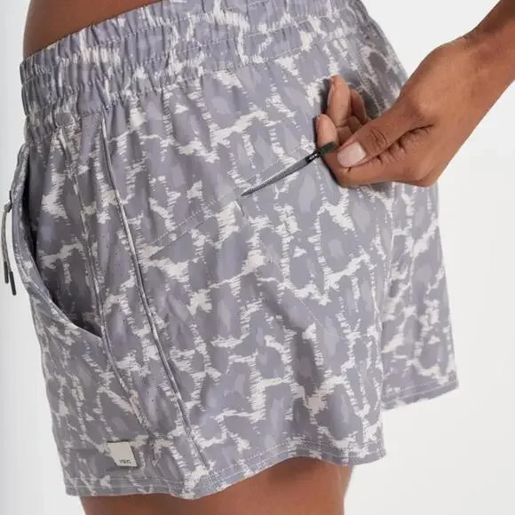 VUORI Women's Dash Mid Rise Animal Print Running Shorts, Opal Spots (Gray), L - Picture 5 of 12